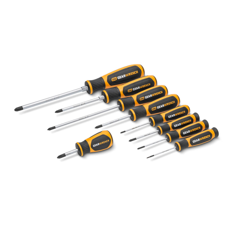 GEARWRENCH 9 Piece Phillips Dual Material Screwdriver Set in Foam Storage Tray - GWMSSCRPH