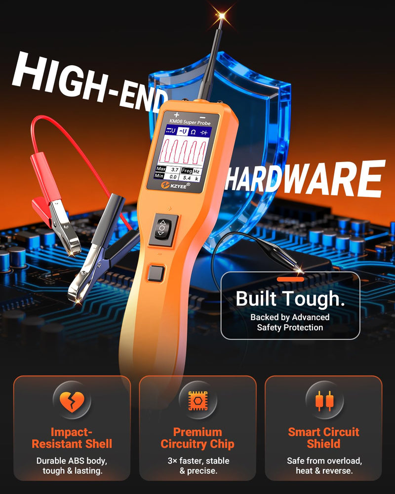 KZYEE KM06 Essential Power Circuit Probe Kit, 4-Mode Automotive Electrical Tool for 8–35V Systems, Stable Voltage & Continuity Check, Safe Component Activation for DIY Repairs