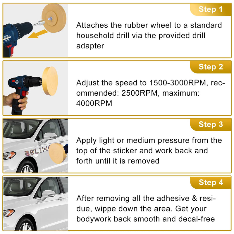 2 Pack Eraser Wheel Decal Remover Eraser Wheel Adhesive Remover with Adapter 4 Inch Rubber Eraser Wheel for Drill Removes Car Decal Vinyl Tape Graphics Pinstripe Sticker Remover 2 PCS 4" Solid