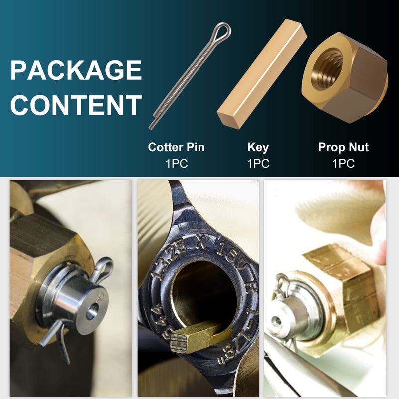 5008 Prop Nut Kit Brass Boating Accessories for 1" & 1-1/8" Inboard Propeller Shaft
