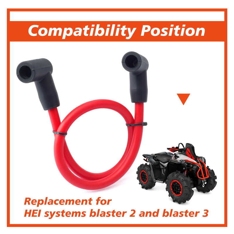 84059 Red 18" 8.5mm 90° Boots Ignition Coil Wire Compatible with an HEI Style Terminal Replacement for Blaster 2 and Blaster 3