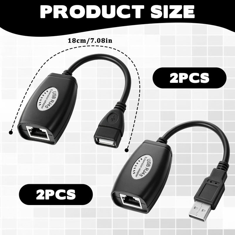 USB-RJ45 Extender, USB to RJ45 Extension Adapter, USB Over Cat6 Cable Extension RJ45 Extender Extensions Cables Connector Adapters Over Cat5/Cat5e/Cat6/Cat7/Cat8-2 Pairs