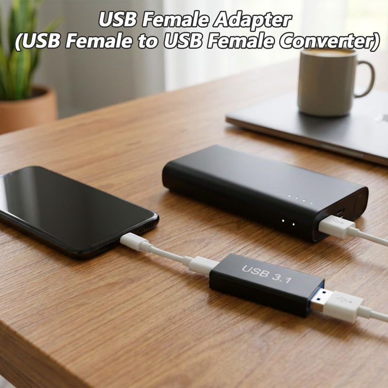 USB 3.0 Female to Female Adapter 2 Pack and USB-A to USB-C Adapter 3 Pack 10Gbps USB 3.1 Bi-Directional USB Extension Connector for Data Sync and Fast Charging