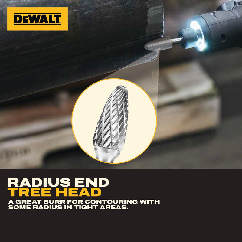 10 Pack DEWALT Tungsten Carbide Burrs Size 3MM with 1/8" Shank for Tough Metalworking (DXCBTJ3MM)