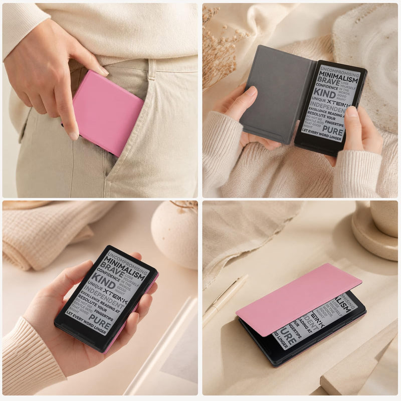 Magnetic Case for Xteink X4, Premium PU Leather Cover (Sakura Pink) | Secure Magnetic Attachment ,Ultra -Thin Lightweight ,with Magnetic Closure Sakura Pink