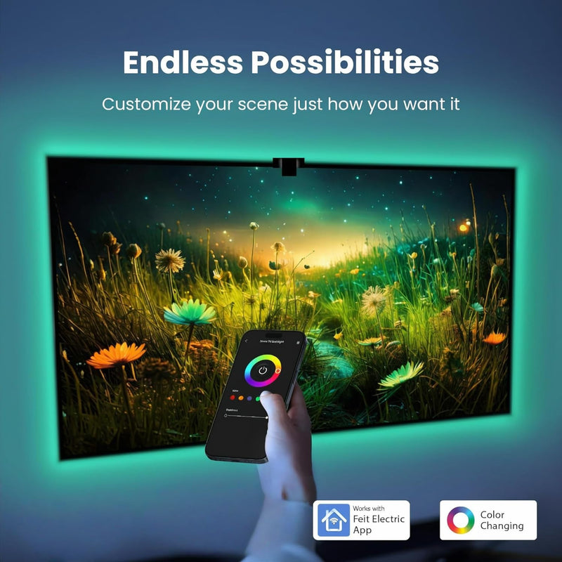 Feit Electric Smart TV Backlight with Color Sensor and 11.5ft LED Tape Light Supports 55"-85" TVs, RGB Backlight, No Hub Required - TAPETV85/RGB/AG TV Strip TV Strip 55in - 85in TVs