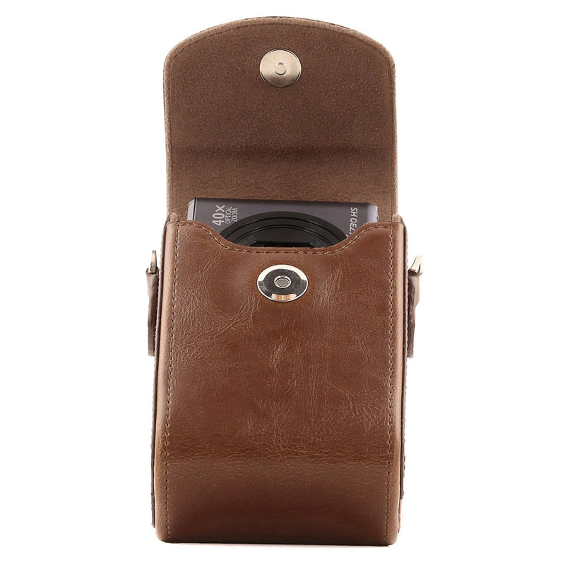MegaGear Leather Camera Case with Strap Compatible with Canon PowerShot G7 X Mark III, G7 X Mark II, G7 X,Dark Brown One Size Dark Brown