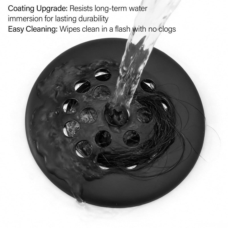 Matte Black Trip Lever Bathtub Drain Tub Trim Set with Trip Lever Overflow Face Plate and Strainer Bathroom Tub Drains Replacement Conversion Tub Drain Kit Assembly with Universal Fine & Coarse Thread Matt Black