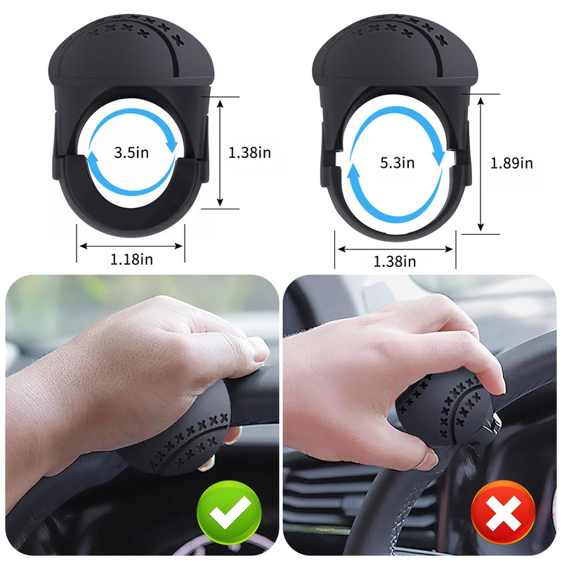 KRT New Generation Silicone Steering Wheel Knob, Anti-Slip Boat Steering Wheel Knob, Universal for Cars, Trucks, Boat, Tractors(Black) KRT-SWK1B