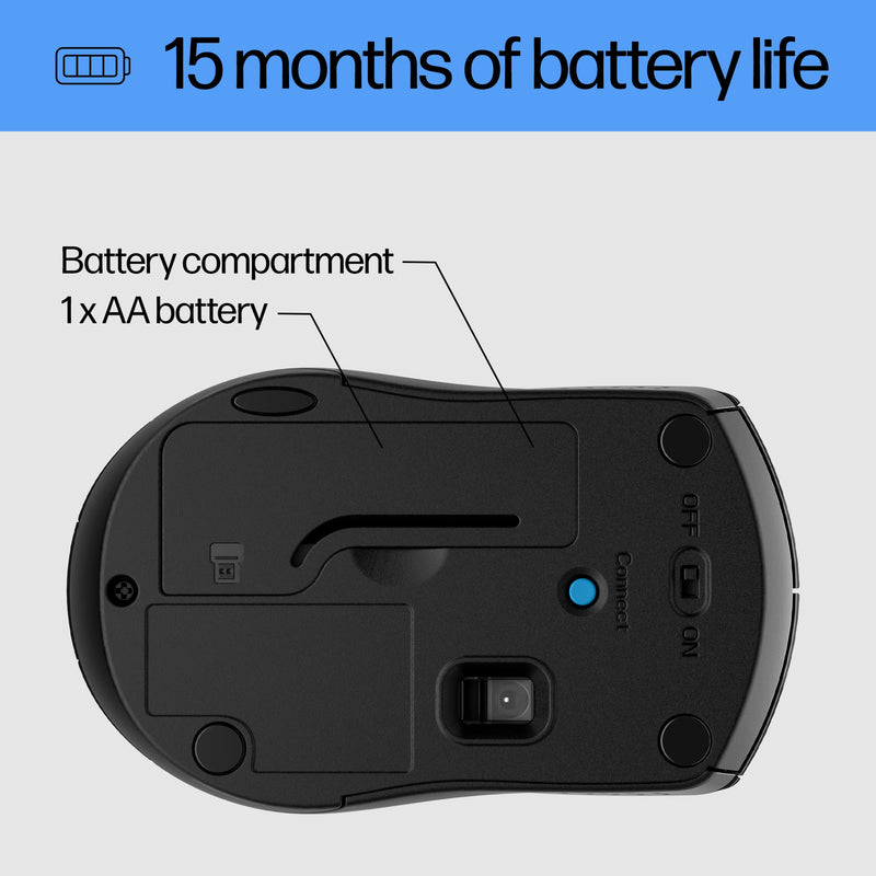 HP X3000 G3 Wireless Mouse - Blue, 15-Month Battery, Side Grips for Control, Travel-Friendly, Blue LED, Powerful 1600 DPI Optical Sensor, Compatible with Wins PC/Laptop, Mac, Chromebook (683N8AA#ABL) New Version
