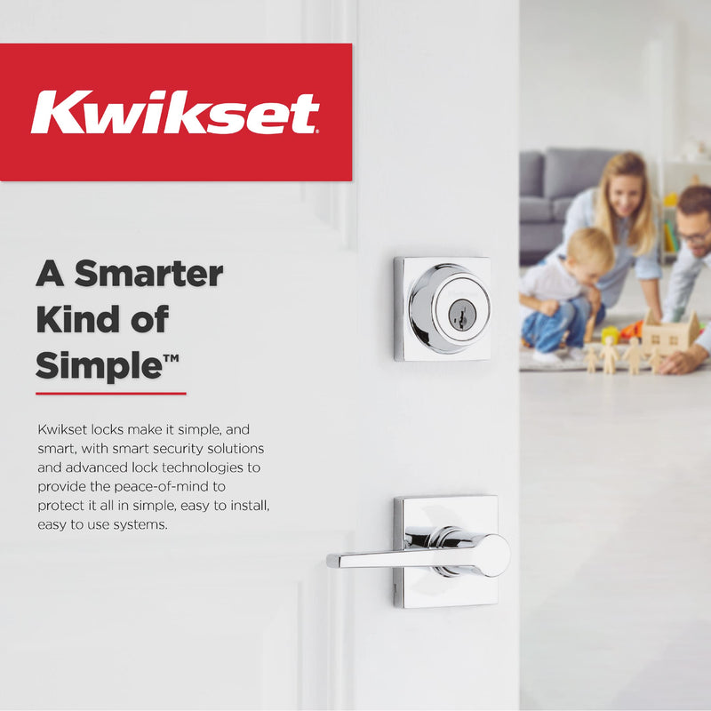 Kwikset Tripoli Lever Entry Door Handle with Lock and Key, Secure Keyed Reversible Lever Exterior, For Front Entrance and Bedrooms, Satin Nickel, Pick Resistant Smartkey Rekey Security and Microban 1 Pack