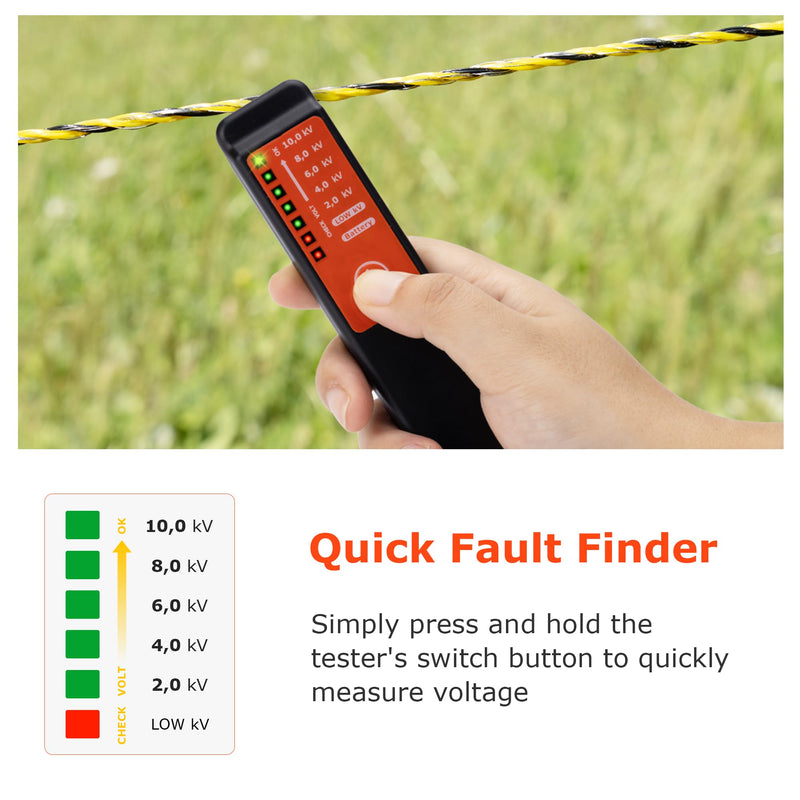 Wireless Electric Fence Voltage Tester, Electric Fence Tester, Quickly Check Tester, Max 10KV, Portable Fault Finder, No Need for a grounding Rod