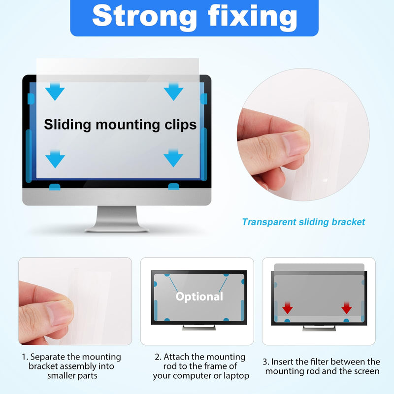 SAVITA 16pcs Privacy Screen Adhesive Strips, Easy Installation Laptops Privacy Screen Tape Protector Including Easily Installing Slide Mount Tabs Replacement Kit for Computer Monitors