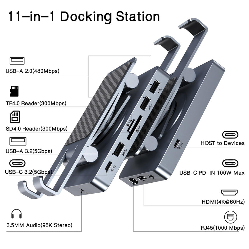 Versatile USB C Hub and Small USB HUB with 2ft Cable