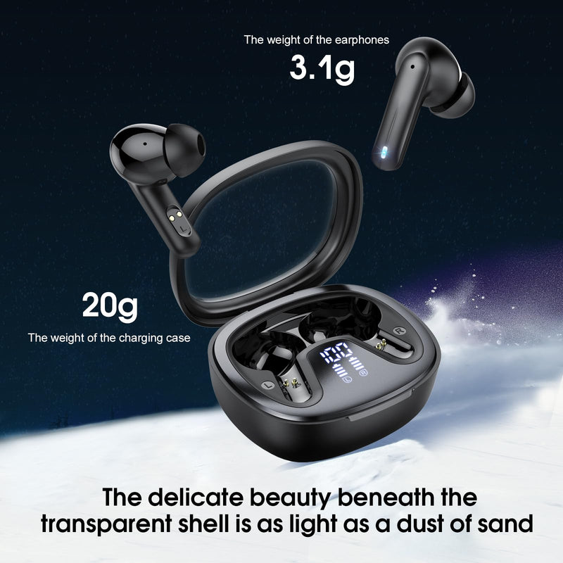 Wireless Earbuds Bluetooth 5.4 in Ear Earbuds HiFi Stereo Headphones, Black | 4 ENC Noise Cancelling Mic, 45H, LED Display, IP7 Waterproof Ear Buds for Android/iOS, Earphones for Phone Sports