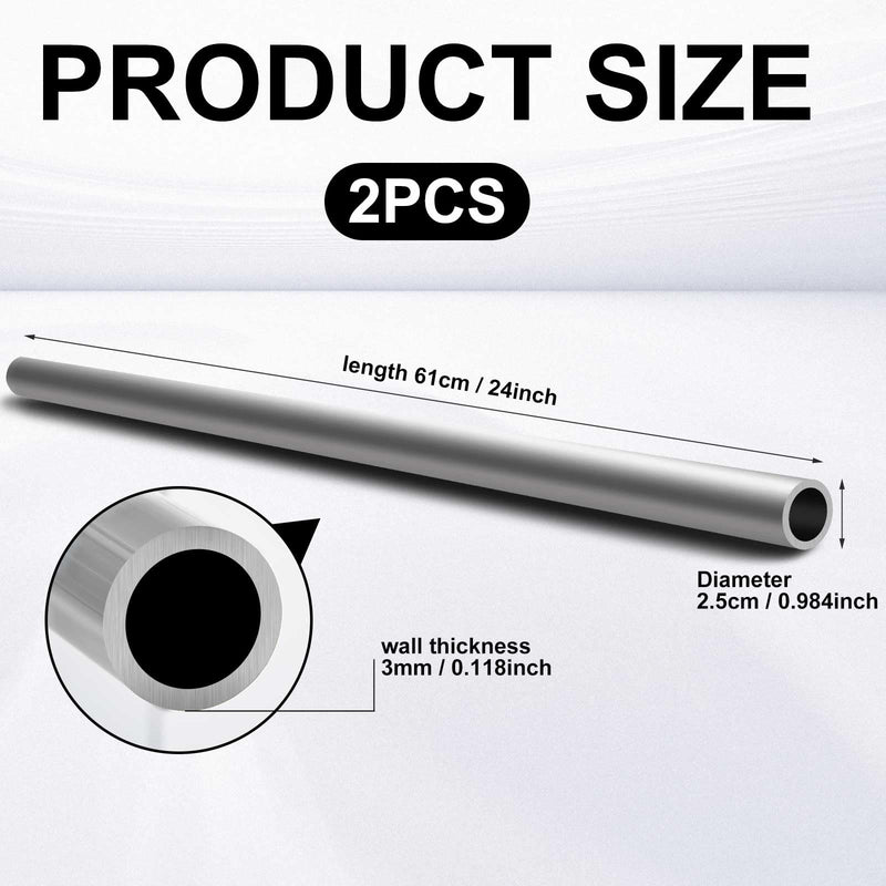 Gisafai 2 Pcs Aluminum Round Tubing 1" Od 0.12" Wall x 24" Length Straight Industrial Metal Aluminum Tube for Furnishing, DIY Projects, Machinery 24 Inch