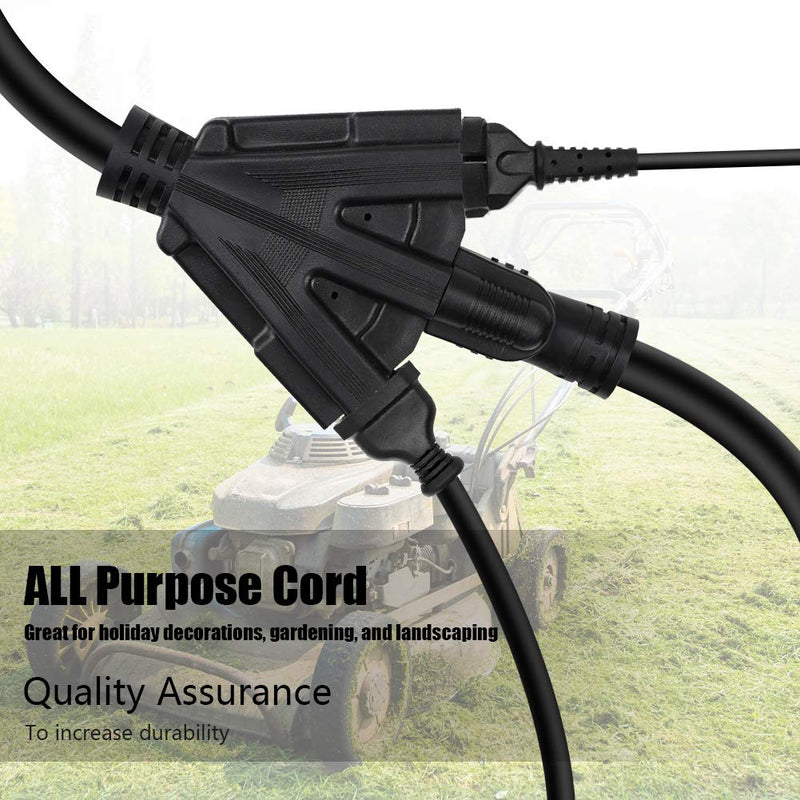 10FT 12/3 Outdoor Extension Cord, Heavy Duty 3-Outlet SJTW Indoor/Outdoor Three-Prong Power-Cord 12-Gauge Grounded 15-Amp 1875 Watts 10 FT