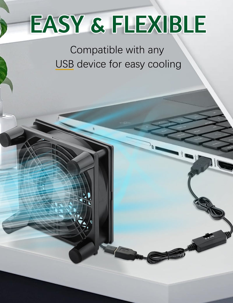USB 120mm Computer Cooling Fan 5v 3 Speed Controller Quiet Cooling for Router Xbox PlayStation Receiver DVR T-Mobile 5G Home Internet Gateway Modem Mini PC 120mm USB 5v