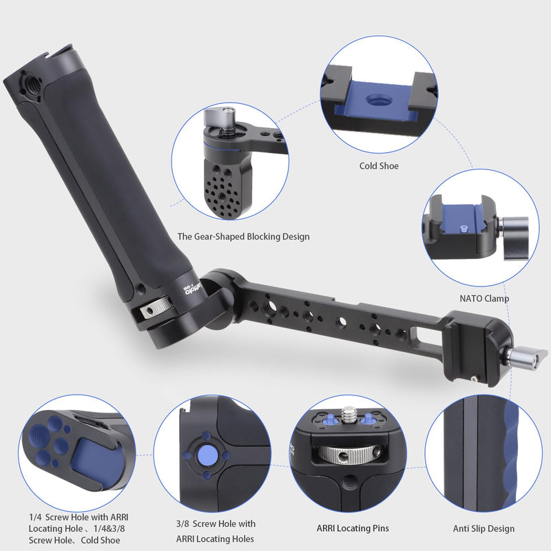 LEFTFOTO Gimbal Adjustable Silicone Sling Handgrip+Stabilizer Handle Extension Bracket kit,for DJI RS2/ RS3 PRO/ RS3 Mini/ZHIYUN WEEBILL-S Gimbal Stabilizer,with NATO Clamp