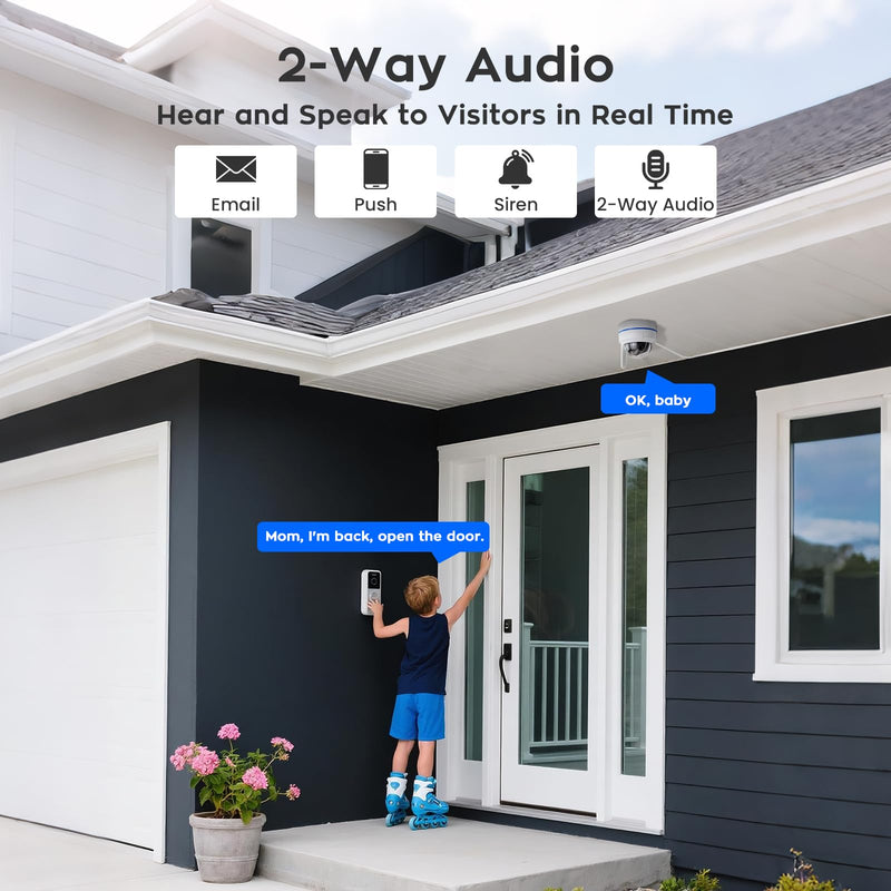 xmartO [AI Tracking Dome CAM 2K HD Metal Dome PTZ Wireless Security Camera with Automatic Tracking, 2-Way Audio and Night Vision (Standalone WiFi Camera, Works with WiFi Router Only) SINGLE