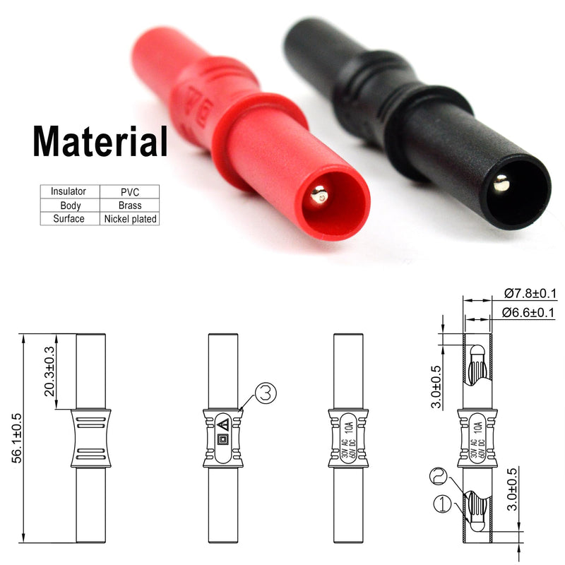 ZIBOO P13 Compliant Test Lead Coupler, Test Lead Extender (ZB-P13（Male）10 Set) ZB-P13（Male）10 Set