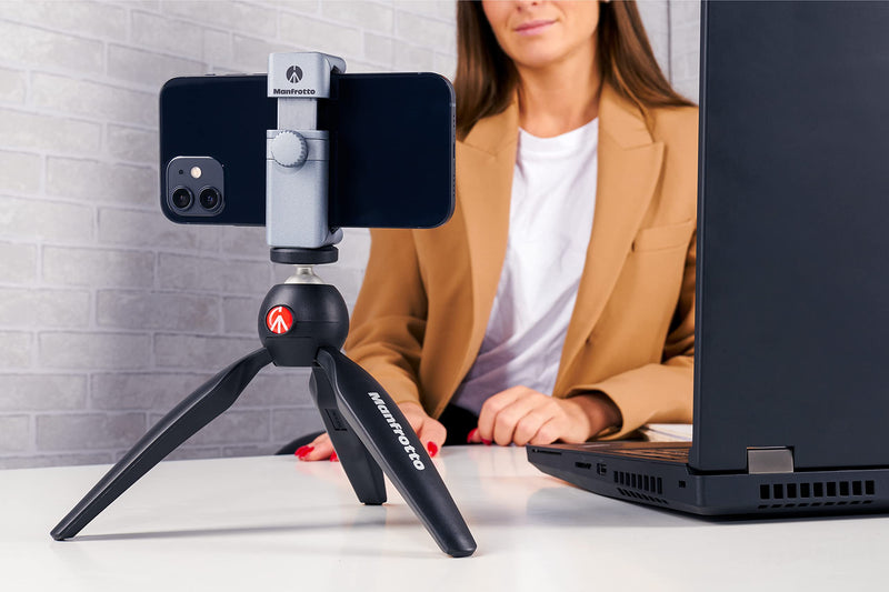 Manfrotto MTPIXIMII-B, PIXI Mini Tripod with Handgrip for Compact System Cameras, for DSLR, Mirrorless, Video, Made in Italy, Technopolymer and Aluminum, Black PIXI Mini Made in Italy