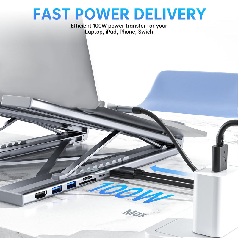 Laptop Docking Station Stand with 4K HDMI, 8 in 1 USB C Hub PD 100W/ USB 3.0/ TF/SD Card Reader, Tablet Dock Station for MacBook Pro/Air, Dell, HP, Lenovo ThinkPad, Dell, HP, ASUS, Chromebook M57