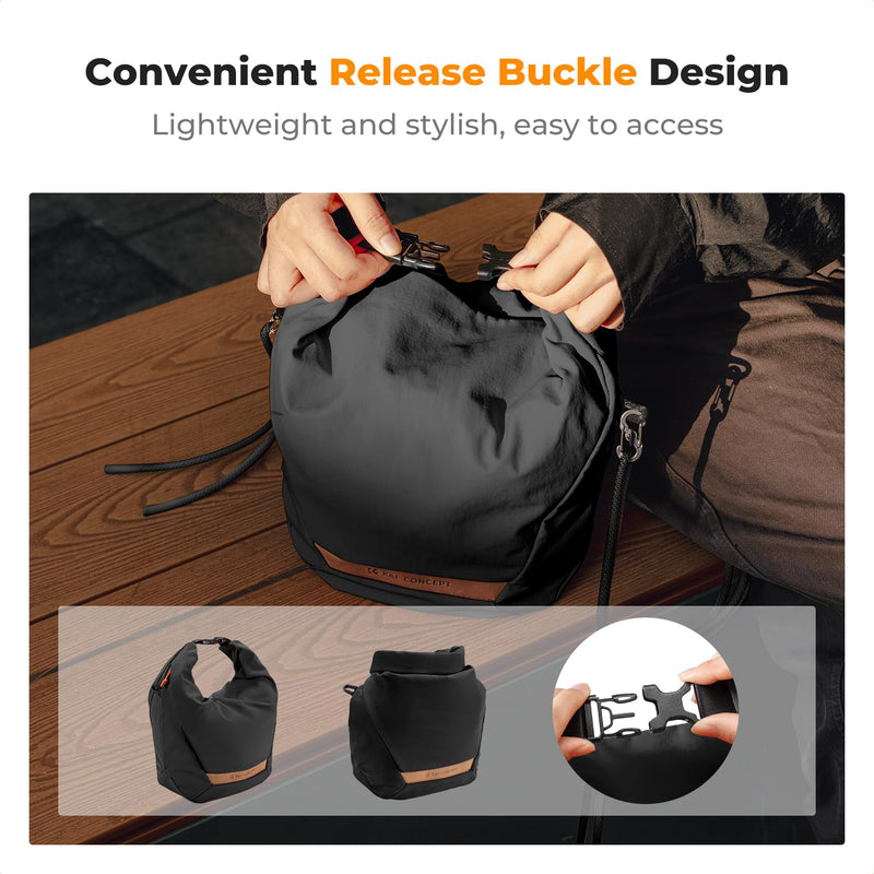 K&F CONCEPT Camera Sling Bag Small Camera Compact Case | Cute Soft Camera Pouch, Handbag, for Urban Street Photography, BS05 01-Black