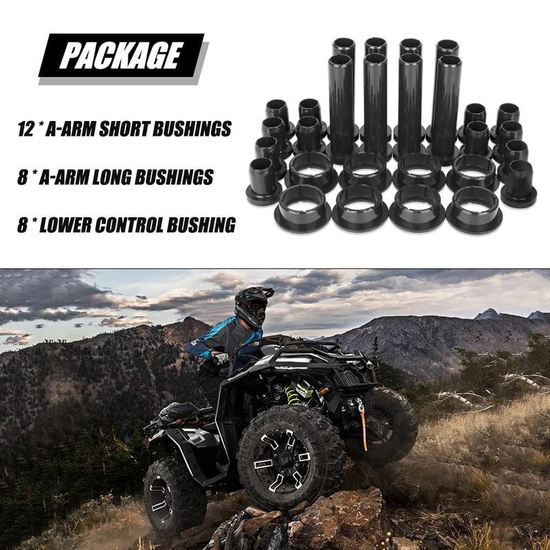 Control Arm Bushing Kit (8 Lower + 20 A-Arm) Compatible with 1996-2018 Polaris Sportsman 335/400/450/500/570/800/ETX Replaces 5439270/5438895/5436972