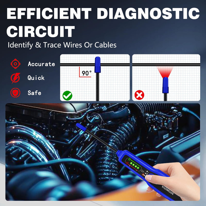 Automotive Wire Tracer Electrical Open & Short Finder Circuit Tester Wire Breaker Finder Fault Probe Kit Cable Toner Wire Tracker Continuity Test for DC 6-42V
