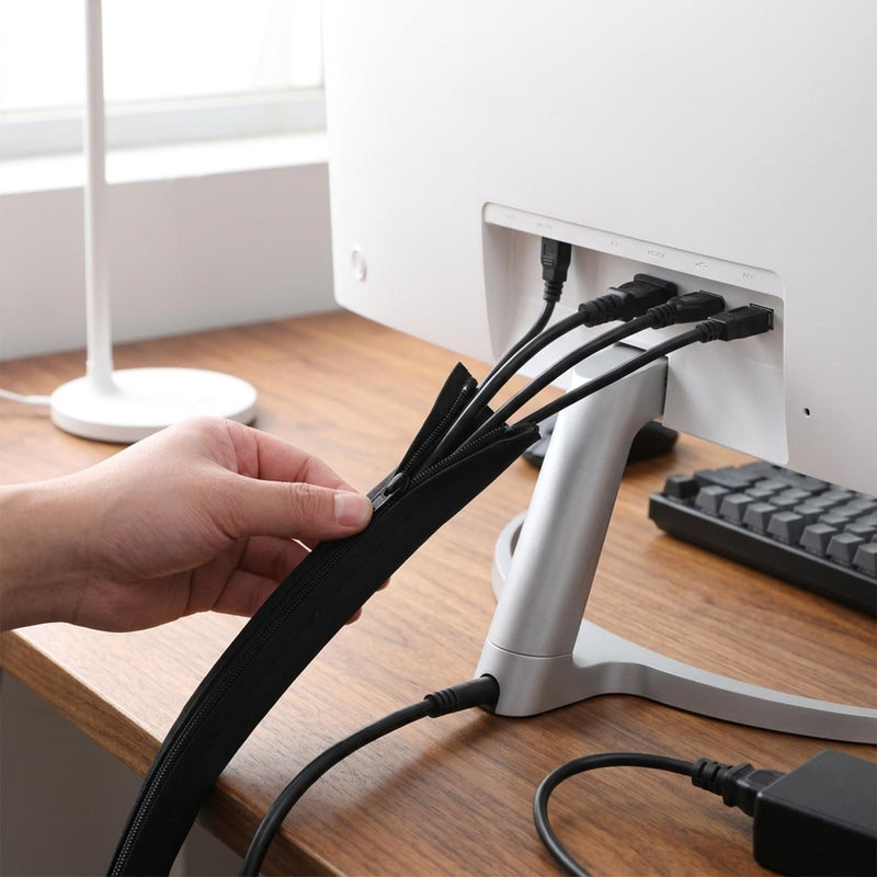 15-Pack Black Cable Sleeve Organizers for Wires- Zipper Cord Management | 19.7" x 3.5" Durable Cord Organizers, Easy to Install & Use, Safety Cable Sleeve Storage