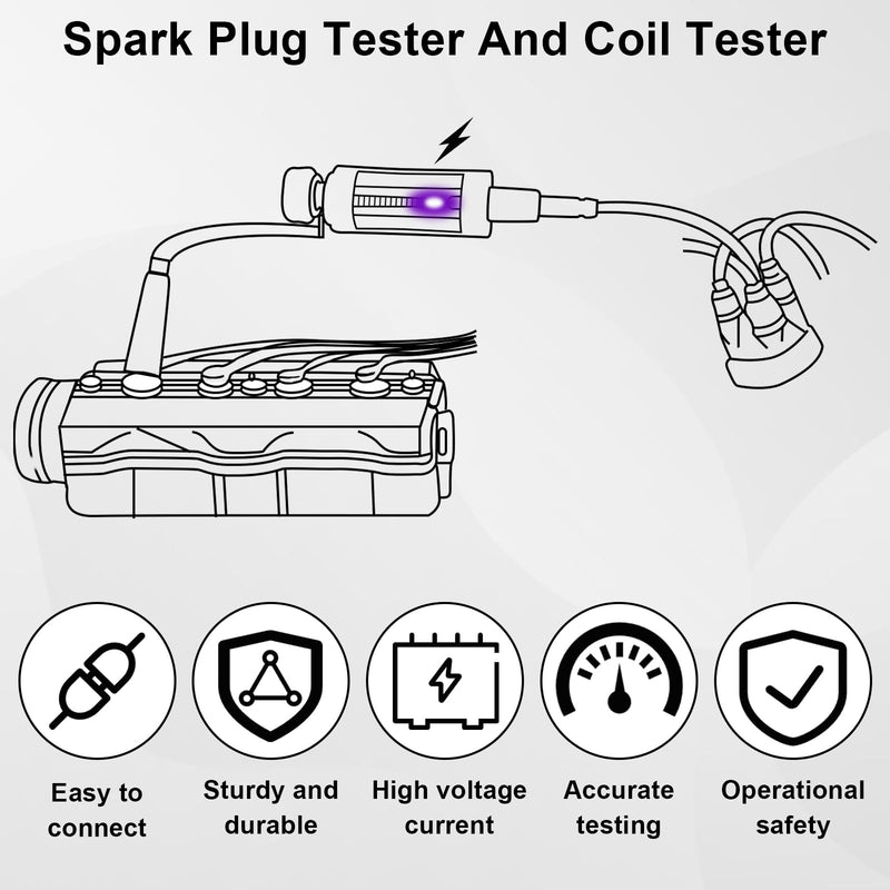 Spark Plug Tester, Adjustable Ignition Coil Tester System, Coil Pack Tester, Spark Testers Tool, Spark Checker, Autos Diagnostic Test Tool for Automotive, Small Engines, Lawnmowers 1 PCS