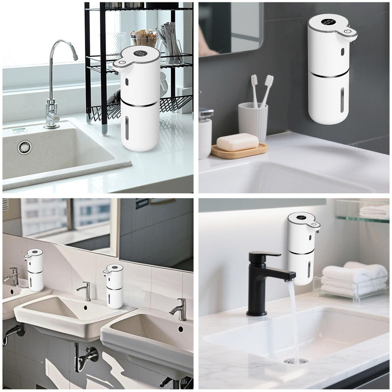 Automatic Liquid Soap Dispenser Touchless, USB Rechargeable Smart Hand Soap Dispenser, 6-Level Adjustable, 12.8oz/380mL Wall Mounted for Bathroom Kitchen Accessories Dish Soap-White White