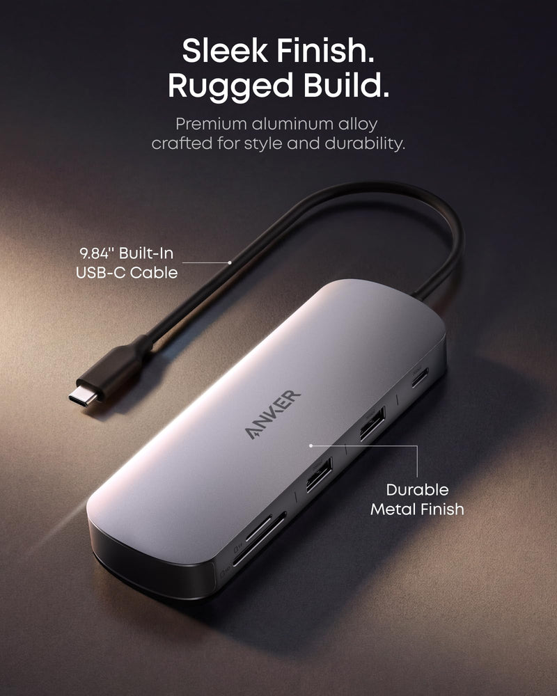 Anker Nano Laptop Docking Station Dual Monitor,8-in-1 USB C Hub for Windows | Dual 4K@60Hz for DP 1.4, 10Gbps USBC & USBA Data Ports, 85W PD, SD/TF Card Reader, for Dell, Lenovo, HP
