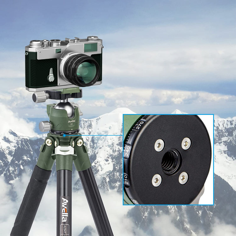 Avella V1 DSLR Camera Tripod Ball Head 38MM, 360 Degree Swivel,U-Shaped Groove Design, for Canon Nikon Sony Olympus Panasonic DSLR Camera-Green