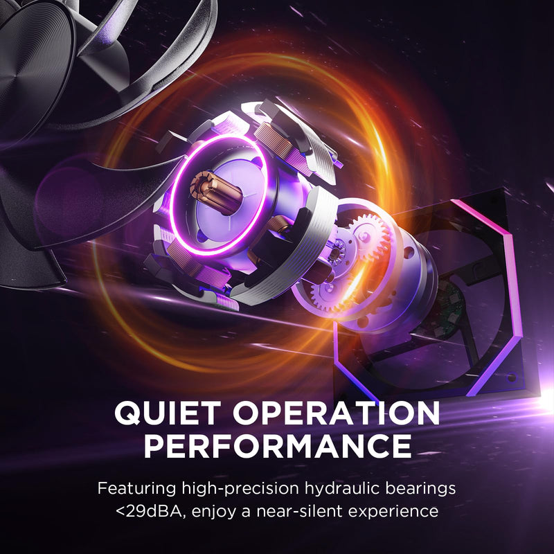 Asiahorse Nyota 120mm Case Fan with Efficient Cooling, ARGB Fan Lighting, 800-1800RPM Speed Control, and Whisper-Quiet Operation Under 29 dB, Unique Design for PC 120mm-3Pack Black-Reverse Blade
