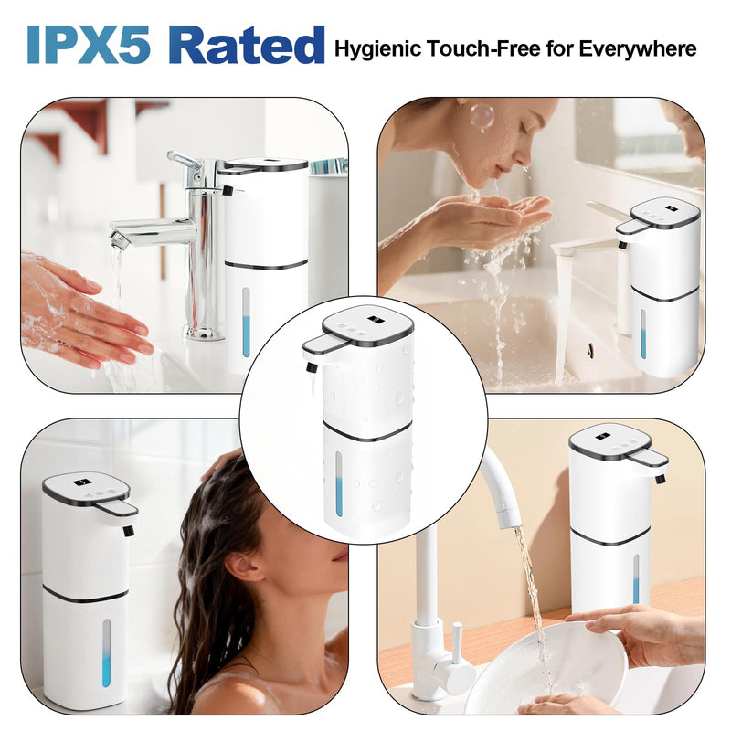 Automatic Liquid Soap Dispenser, 9 Adjustable Levels, 380ml/12.8oz, Touchless Hand Soap or Dish Soap Dispenser,IR Sensor & Display,Wall-Mount or Tabletop Use for Bathroom Kitchen White Gel