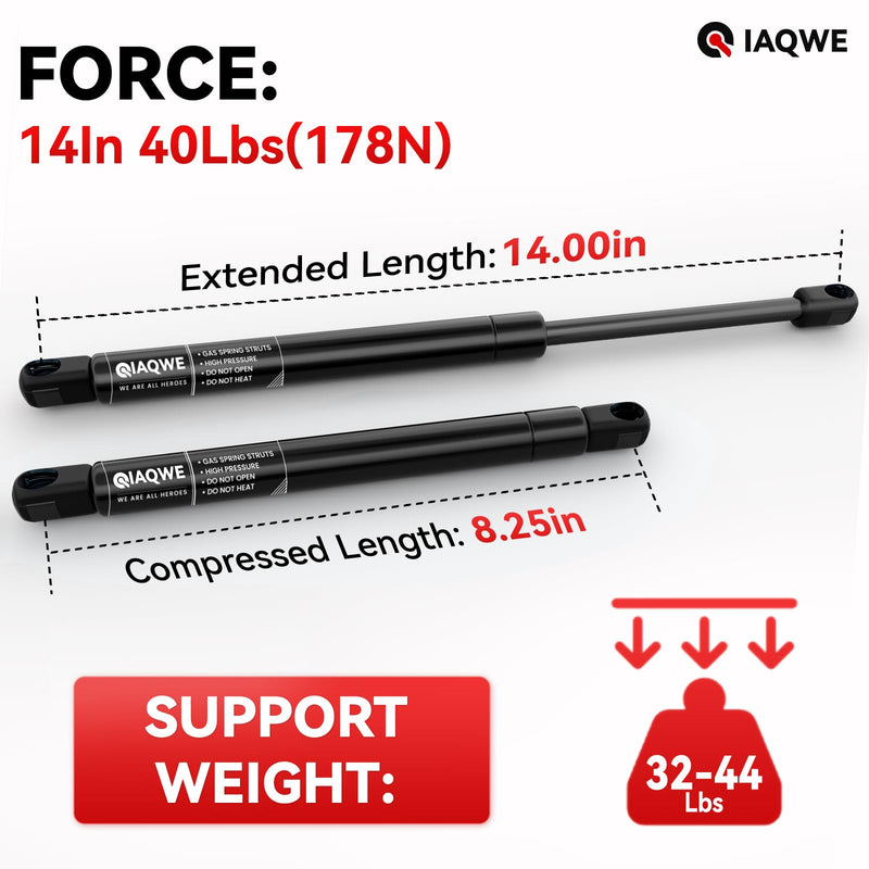 C16-09461 14Inch 40Lb/178N Gas Struts Shocks Springs 14in Lift Support for Snugtop are Leer Truck Camper Shell Topper Rear Cap Window Door Pickup Canopy Lid 2PCS 14 In 40 Lb