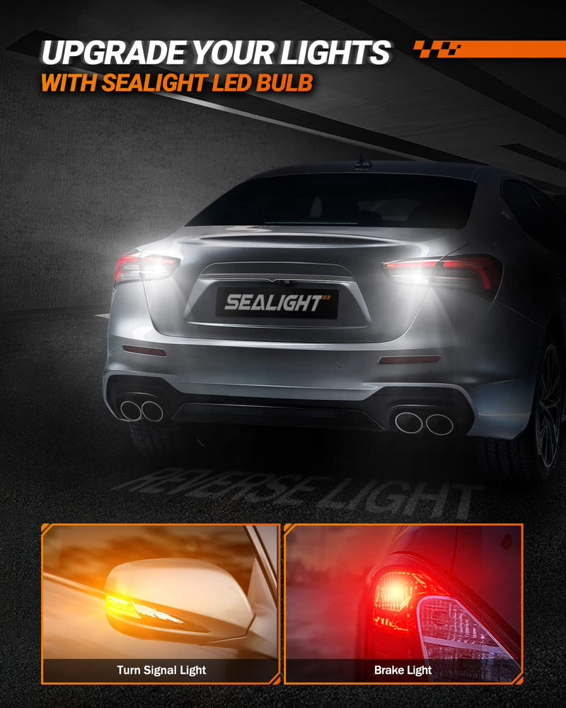 SEALIGHT 7443 7440 LED Bulb White Reverse Light, 7441 7444 T20 W21W LED Light Bulb with Projector for Backup Light,Tail Light,Brake Parking, Pack of 2