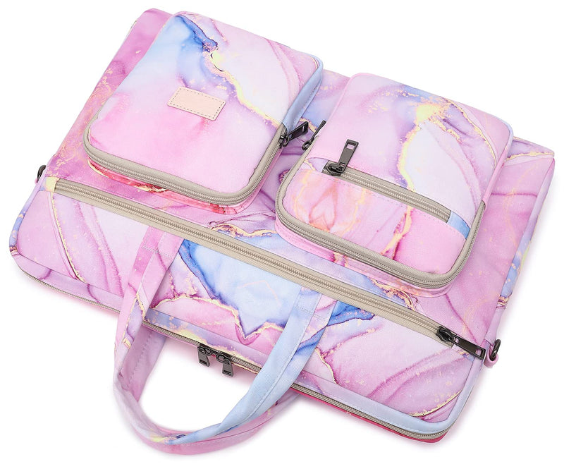 Ezrelia15-15.6 inch Laptop Shoulder Bag, for MacBook Pro 16, Hp Lenovo Dell 14 inch Waterproof Messenger Bag Case Sleeve 15 inch/15.6 inch Pink Marble