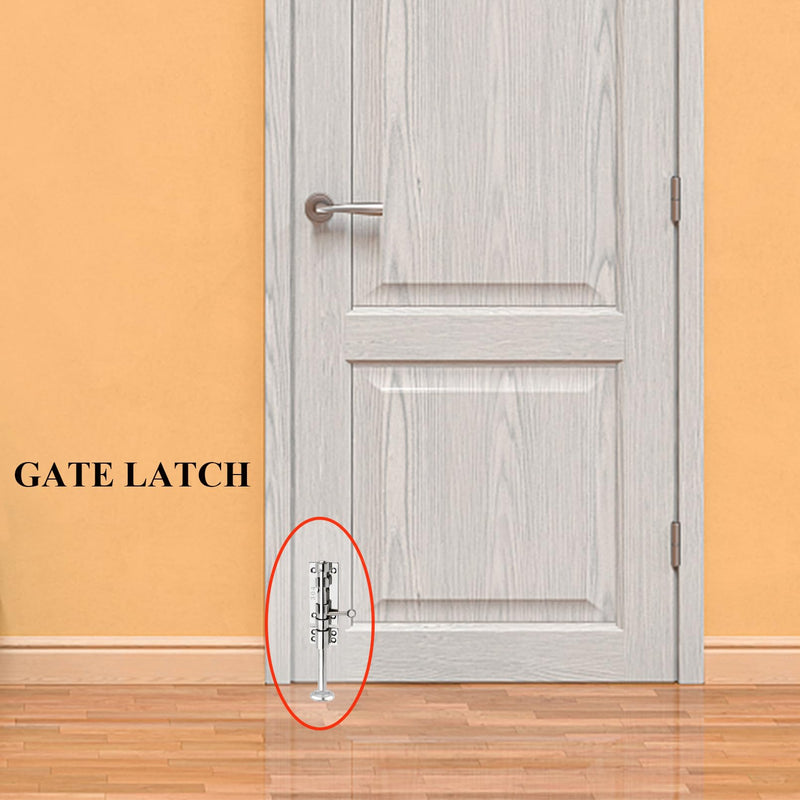 Slide Bolt Gate Latch Thickened 304 Stainless Steel Latches Heavy Duty Safety Barrel Bolt Door Lock with Padlock Hole and Dust Canister for Wooden Fence, Yard Door, Barn Door, Shed Door Silver 8in