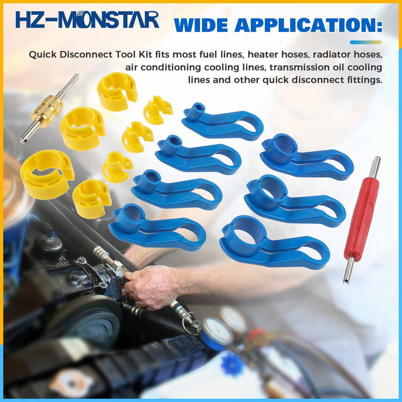 16Pcs AC Fuel Line Disconnect Tool Set, Fuel Line Removal Tool with Storage Box 1/4 5/16 3/8 1/2 5/8 3/4 7/8 Inch for AC Fuel Line Transmission Oil Cooler Line and Most Car