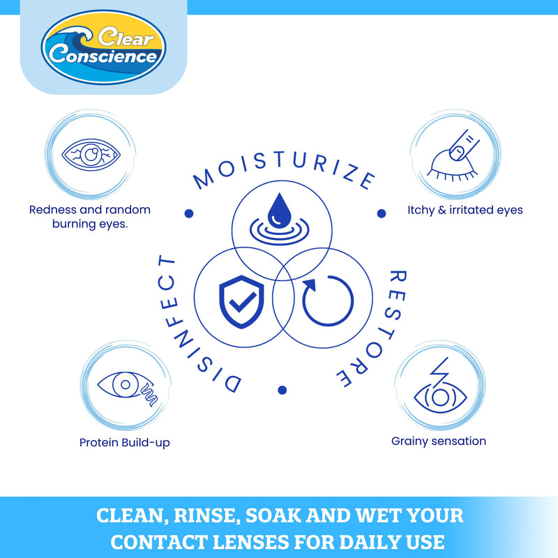 Cruelty-Free Contact Lens Solution 12oz - Multi Purpose Contact Solution & Contact Lens Cleaner - Eye Contact Solution, Sterile Isotonic Contact Lenses Solution by Clear Conscience 12 Fl Oz 1