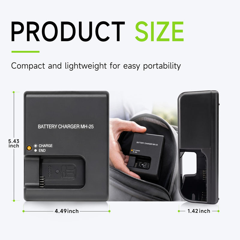 MH-25 MH-25A Charger Replacement for Nikon Z5 Z6 Z7 Z8 Zf Z6II Z7II Z6III | Smart Camera Battery Charger Compatible with Nikon EN-EL15 EN-EL15a EN-EL15b EN-EL15c, D850, D750, D810, D7500, D500, D610