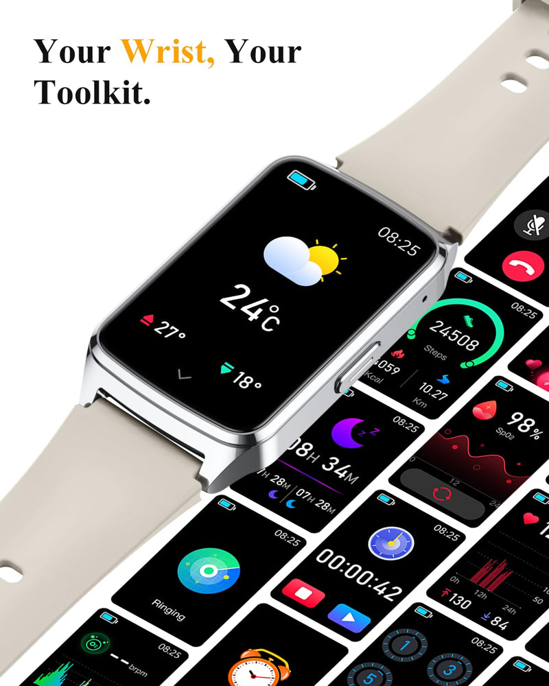 Fitness Smart Watch for Women Men, Step Counter Pedometer for iOS iPhone Android, IP68 Waterproof Activity Tracker with Calorie and Sleep Monitor, 110+ Sport Modes Smartwatch (Starlight) Starlight