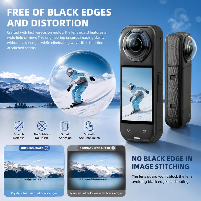 Lens Guards & Screen Protector for Insta 360 X5 | High Transparency Tempered Optical Glass Lens Protector Cover,9H Hard Anti-Scratch