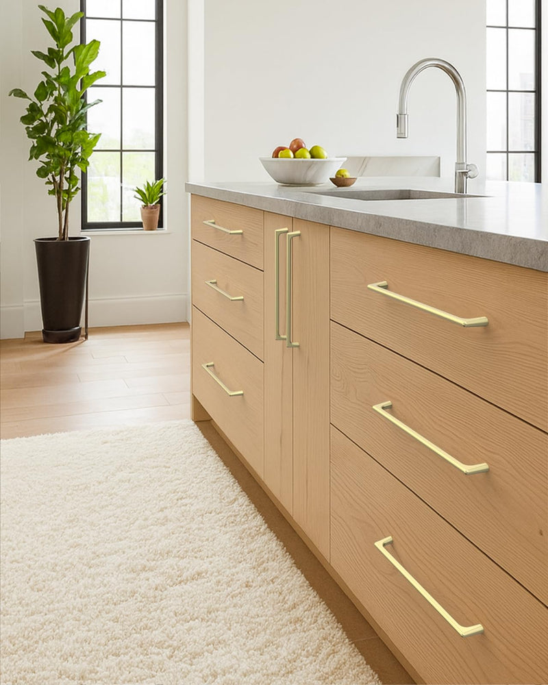 10 Pack 5"(128mm) Brushed Gold Cabinet Pulls Kitchen Cabinet Handles Drawer Handle Cupboard Hardware for Cabinets 5" Hole Center 10