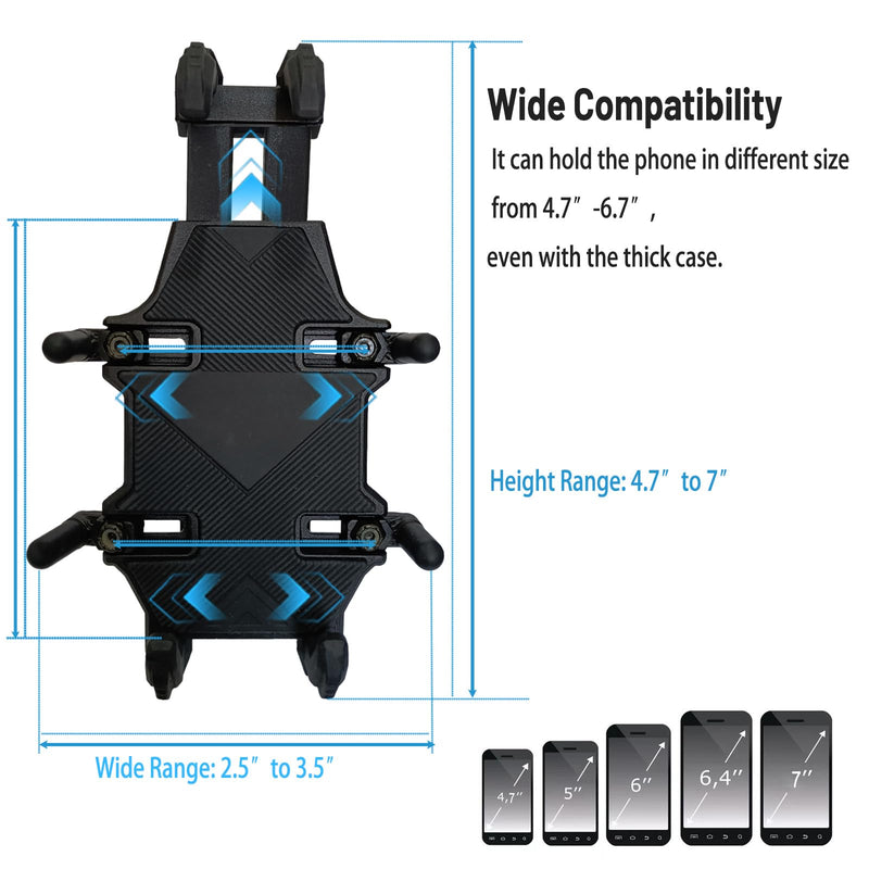QYMOTO ATV Phone Holder,4 Wheeler Anti Vibration Heavy Duty Handlebar Mount 360 Cellphone Holder Clamp Compatiable with CFMOTO Cforce,Polaris Sportsman,Can am Outlander,Motorcycle,Scooter