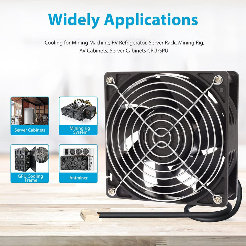 High CFM Computer Fan, KEYFANCLUB 12V 4-PIN PWM Register Booster Fan 120mm x 38mm for Mining Machine RV Fridge Server Cabinets CPU GPU Cooling