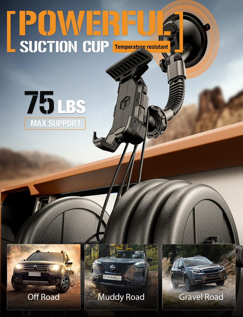 Heavy Duty Tablet Mount for Truck, Dash & Windshield Suction | Vibration-free mount securely holds tablets, GPS, and smartphones up to 12.1 inches